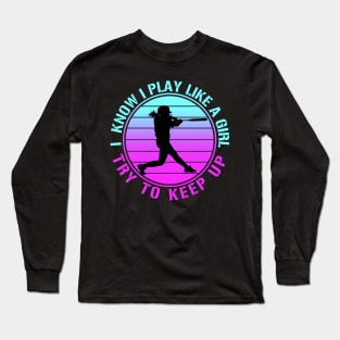 Vintage Softball Girl Long Sleeve T-Shirt